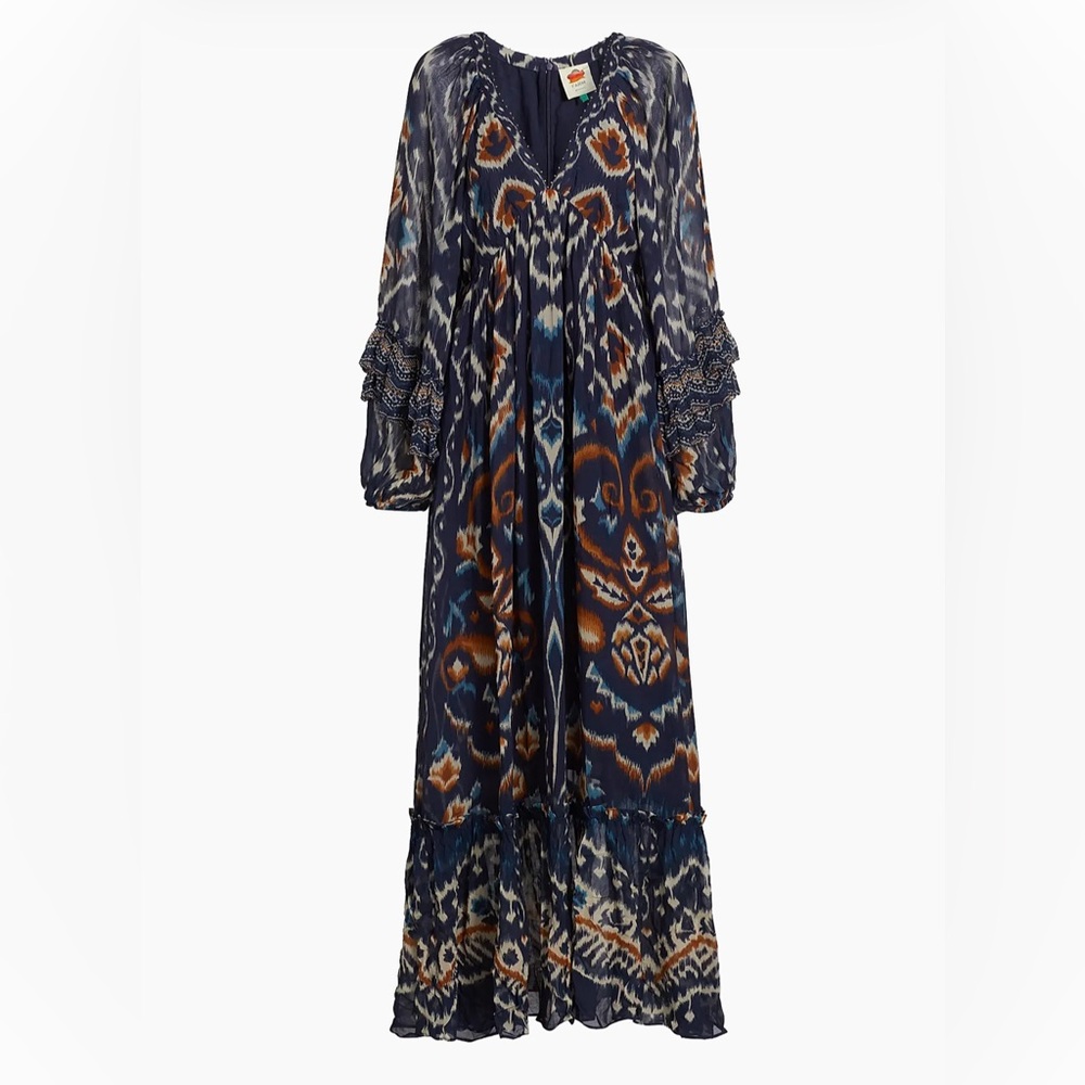 farm rio pineapple ikat-inspired maxi dress